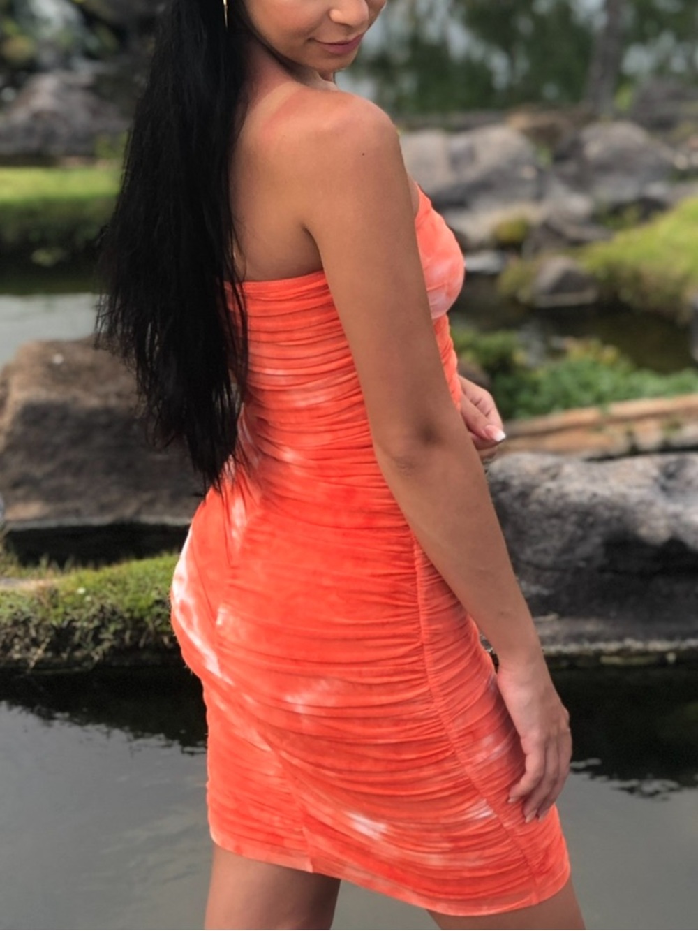 Forever 21 Orange Tie-Dye Tube Dress